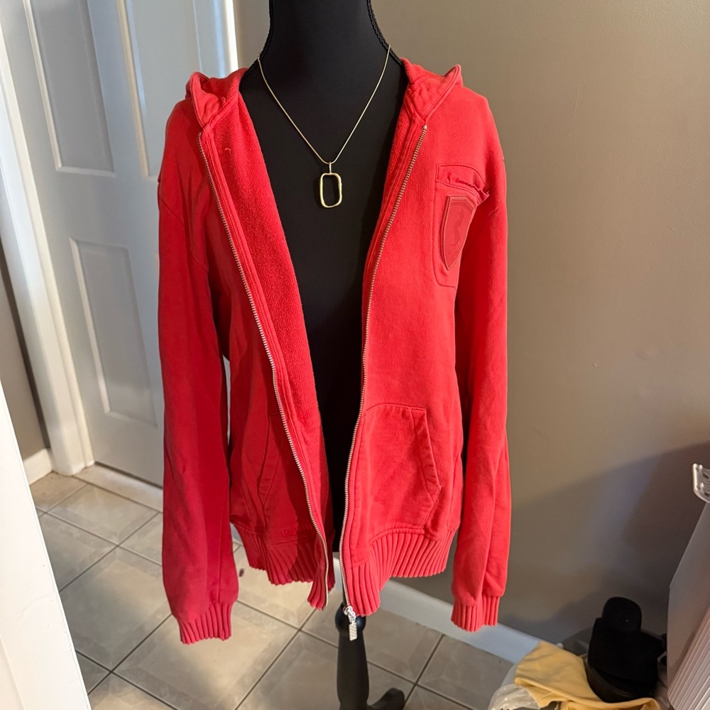 Ferrari Red Zip-Up Hoodie Sweatshirt Size Small